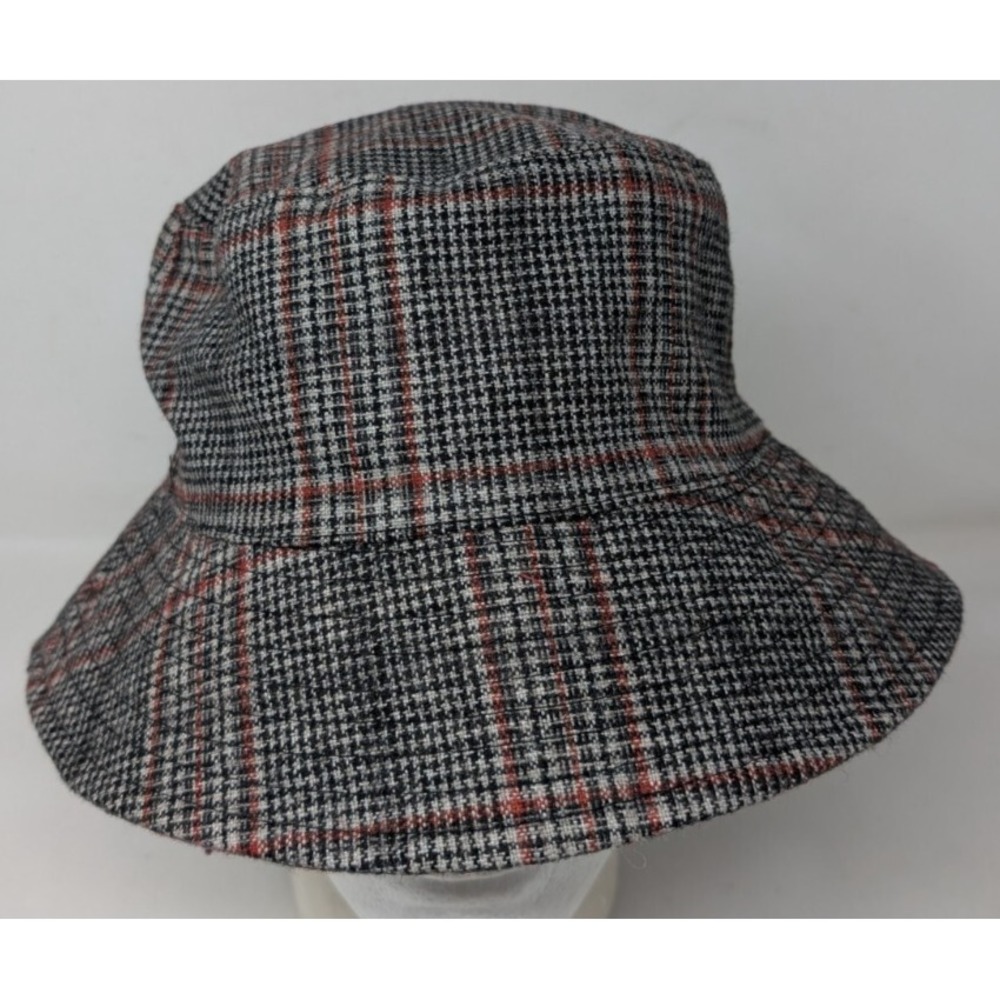 Scala Wool Blend Gray Plaid Bucket Hat Walking Cap Gray Irish Vintage‎